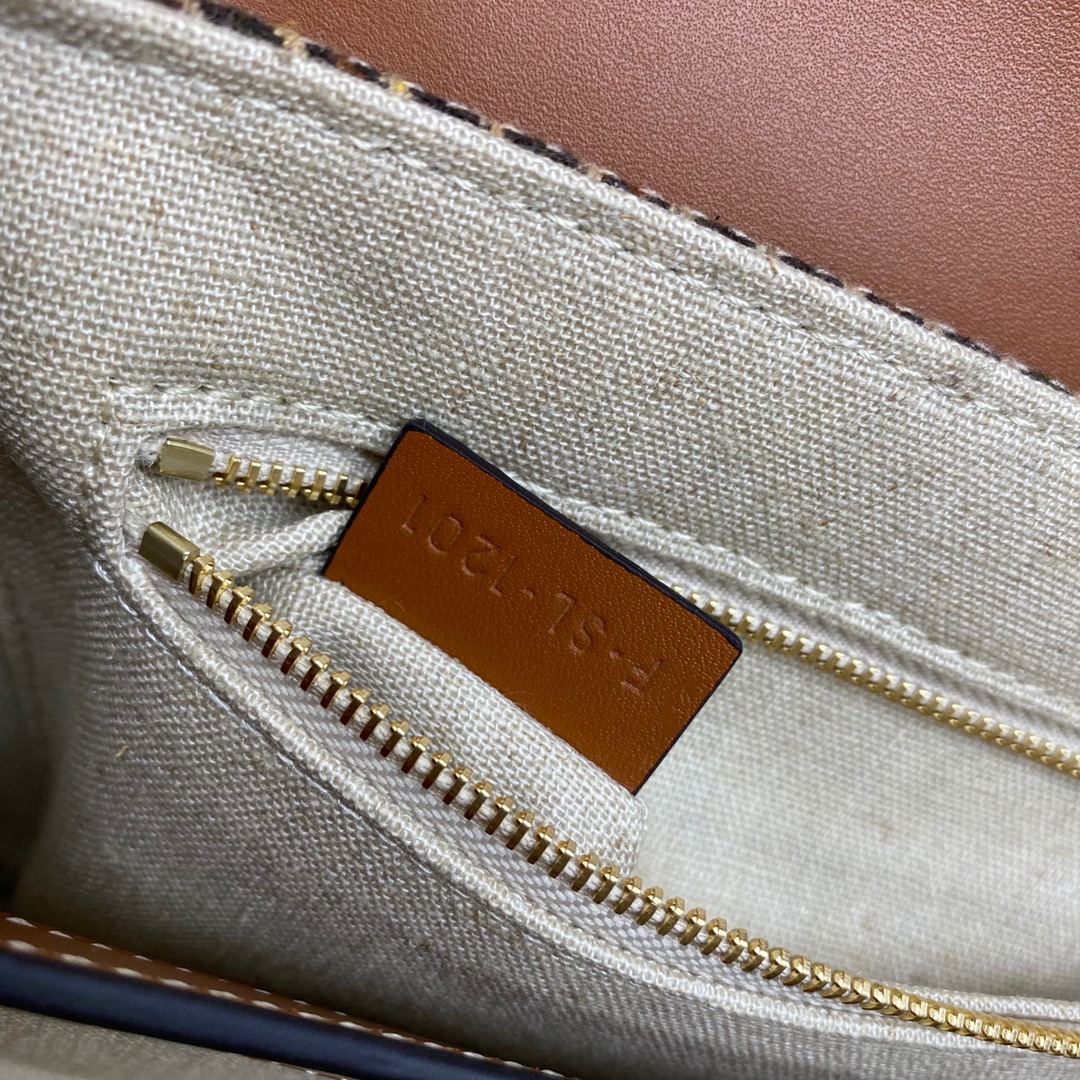 Celine Teen Soft 16 Canvas And Calfskin Shoulder Bag Tan 196853